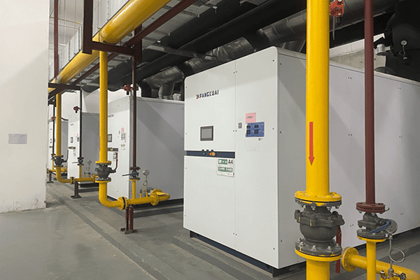 黄石某科技股份有限公司使用方快锅炉四台6吨天然气真空热水锅炉案例