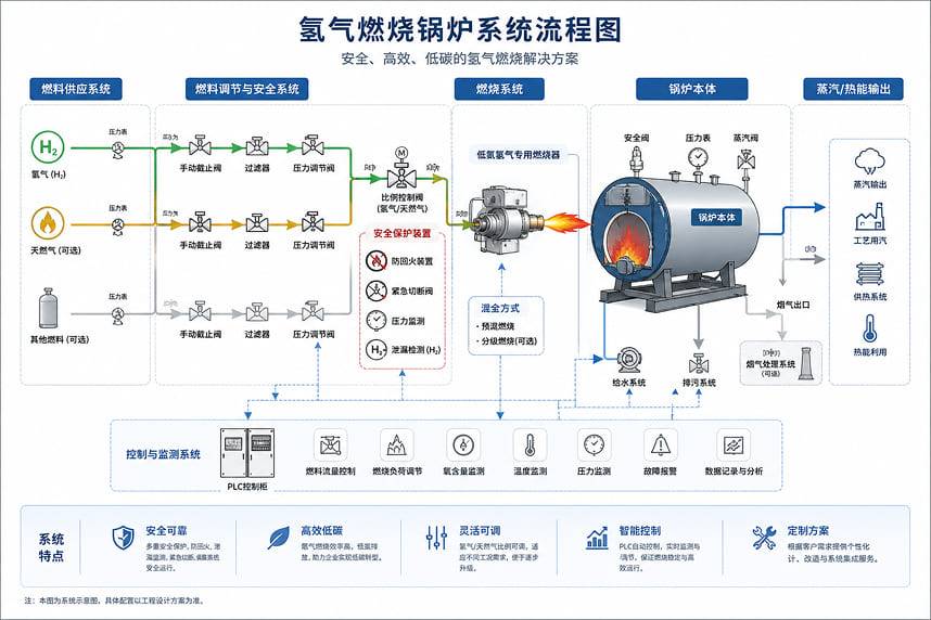 氢气燃烧锅炉系统流程图